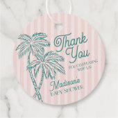 Roze Palm Spring Pastel Beach Baby shower Bedankjes Labels (Achterkant)