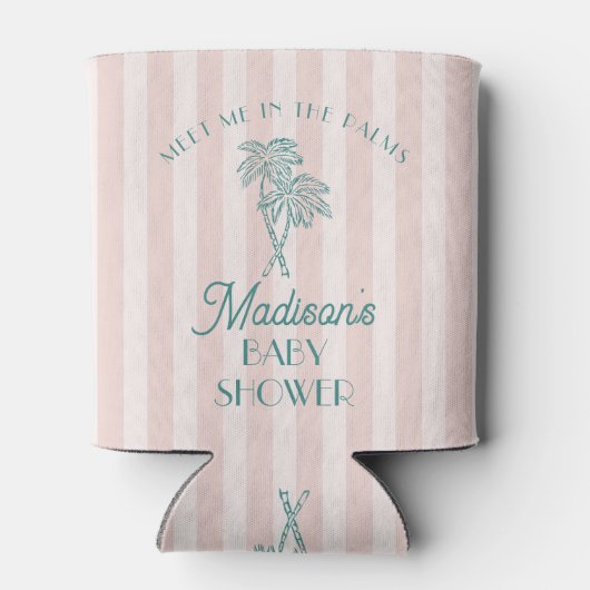 Roze Palm Spring Pastel Beach Baby shower Blikjeskoeler (Achterkant)