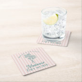 Roze Palm Spring Pastel Beach Baby shower Kartonnen Onderzetters (Insitu)