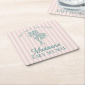 Roze Palm Spring Pastel Beach Baby shower Kartonnen Onderzetters (Schuin)