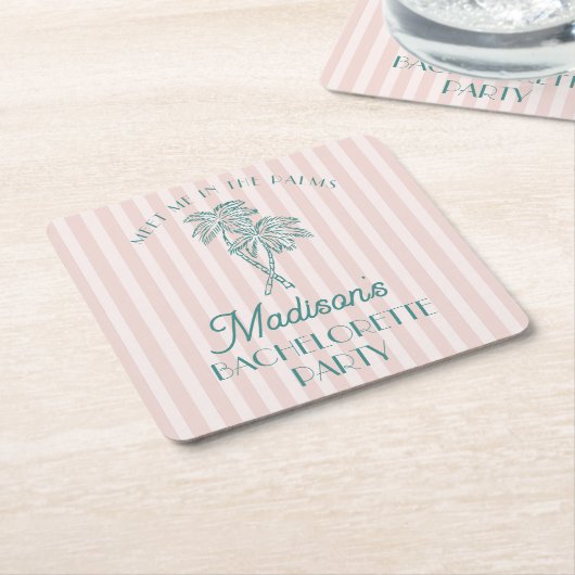 Roze Palm Spring Pastel Beach Bachelorette Party Kartonnen Onderzetters (Schuin)