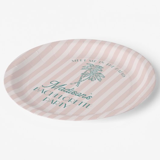 Roze Palm Spring Pastel Beach Bachelorette Party Papieren Bordje (Gekanteld)