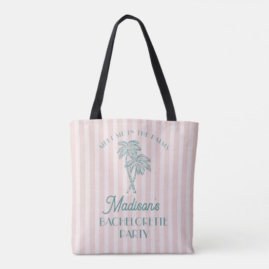 Roze Palm Spring Pastel Beach Bachelorette Party Tote Bag (Achterkant)