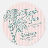 Roze Palm Spring Pastel Beach Party Favoriet Ronde Sticker (Voorkant)