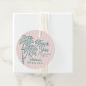 Roze Palm Spring Pastel Beach verjaardagsfeestje Bedankjes Labels (In situ)