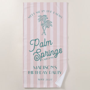 Roze Palm Spring Pastel Beach verjaardagsfeestje Strandlaken