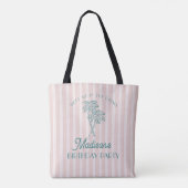 Roze Palm Spring Pastel Beach verjaardagsfeestje Tote Bag (Achterkant)