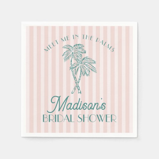 Roze Palm Spring Pastel Strand Bruidsdiner Servet (Voorkant)