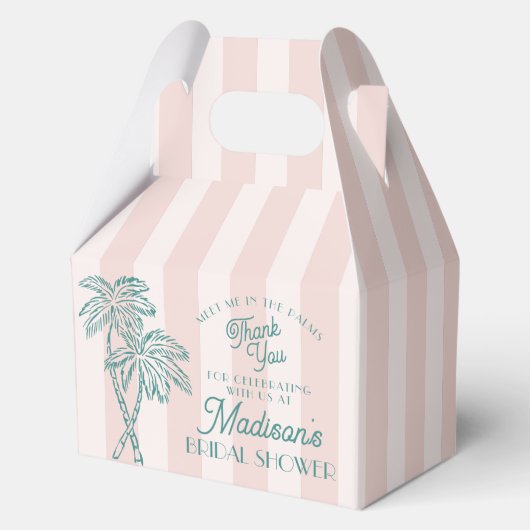 Roze Palm Spring Pastel Strand Bruidsdouche Bedankdoosjes (Voorkant)