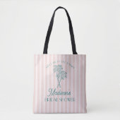 Roze Palm Spring Pastel Strand Bruidsfeest Tote Bag (Voorkant)