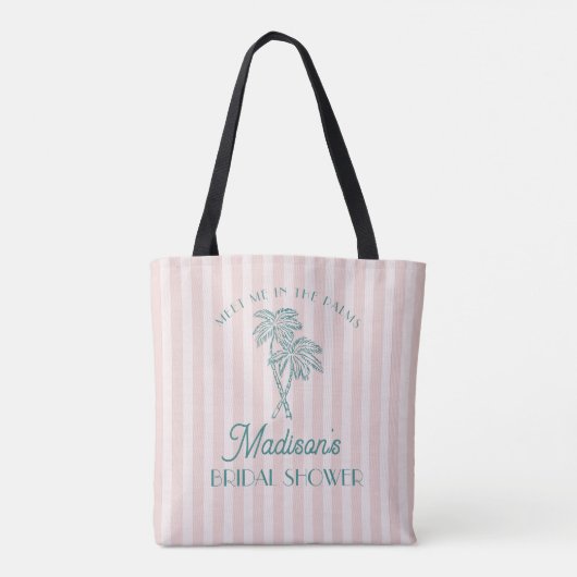 Roze Palm Spring Pastel Strand Bruidsfeest Tote Bag (Achterkant)