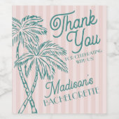 Roze Palm Spring Pastel Strand Bruidsfeestavoriete Wijn Etiket (Enkel label)