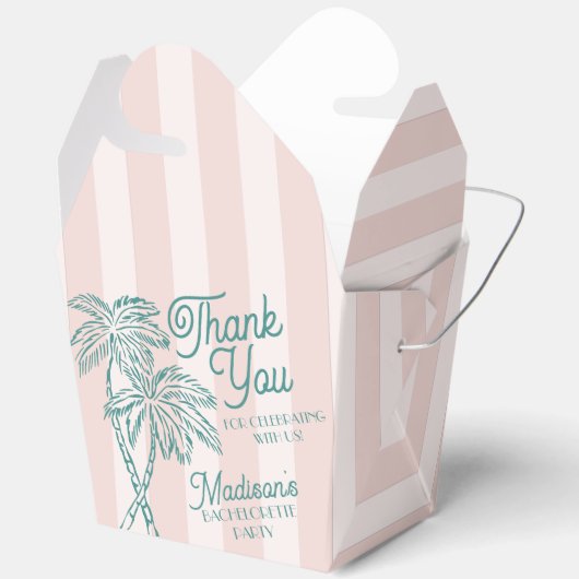Roze Palm Spring Pastelkleurig Strand Bruidsfeest Bedankdoosjes (Open)