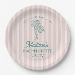 Roze Palm Spring Pastelkleurig Strand Bruidsmeisje Papieren Bordje