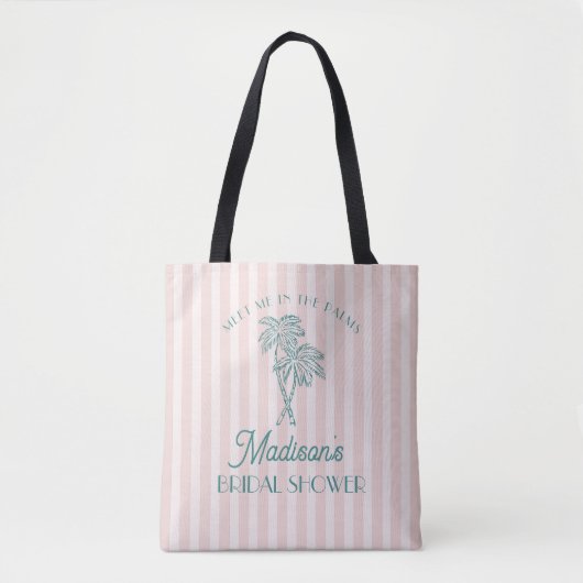 Roze Palm Spring Pastelkleurige Strand Bruidsdouch Tote Bag (Voorkant)