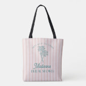 Roze Palm Spring Pastelkleurige Strand Bruidsdouch Tote Bag (Achterkant)