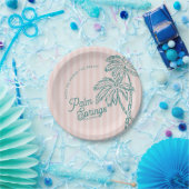 Roze Palm Spring Pastelkleurige Strandfeestjes Fav Papieren Bordje (Feest)