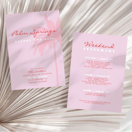 Roze Palm Springs Bachelorette Weekend Uitnodiging