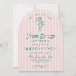 Roze Palm Springs Pastel Beach Cabana Baby shower Kaart