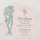 Roze Palm Springs Pastel Beach Cabana Baby shower Kaart (Voorkant / Achterkant)