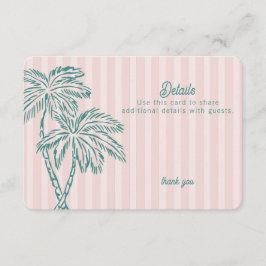 Roze Palm Springs Pastel Beach Details Invoegen Informatiekaartje