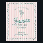 Roze Palm Springs Pastel Beach Favorieten Poster<br><div class="desc">Ontmoet me in de handpalmen! Ons Palm Springs Party Collectie is een dromerige mix van strand cabana charme en pastel perfectie. Met zachte strepen, luchtige palmbomen en een vleugje retro-glamour, brengt dit collectie de magie van een zonovergoten uitje naar uw feest. Of u nu een vrijgezellenfeest, een vrijgezellenfeest of een...</div>