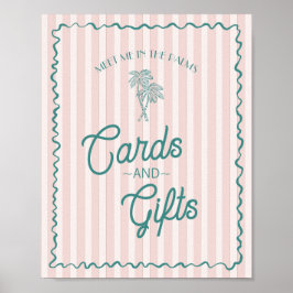 Roze Palm Springs Pastel Beach Kaarten en geschenk Poster