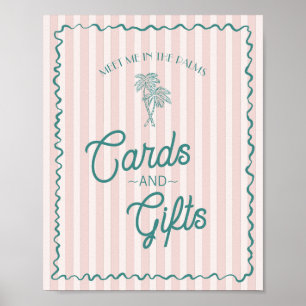 Roze Palm Springs Pastel Beach Kaarten en geschenk Poster