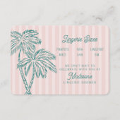 Roze Palm Springs Pastel Beach Lingerie Insert Informatiekaartje (Voorkant)