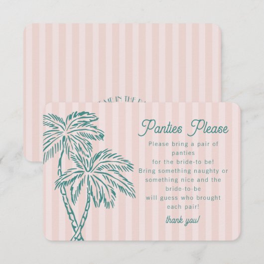 Roze Palm Springs Pastel Beach Panties Plea Invoeg Informatiekaartje (Voorkant / Achterkant)