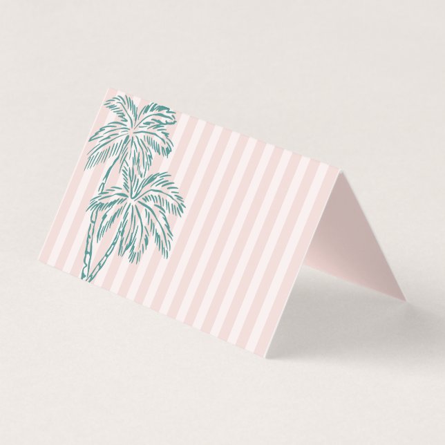 Roze Palm Springs Pastel Beach Party Place Kaarten (Voorkant)