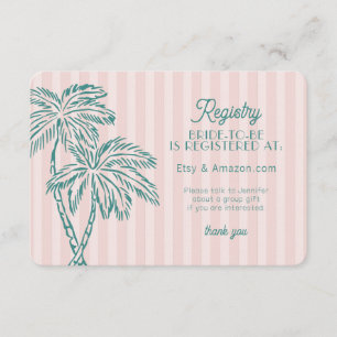 Roze Palm Springs Pastel Beach Registry Insert Informatiekaartje