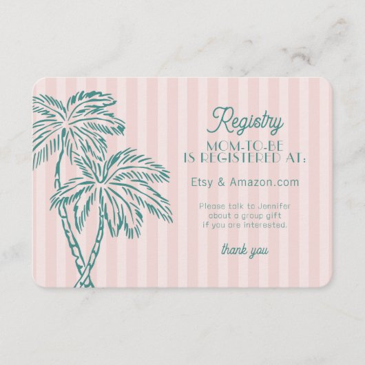 Roze Palm Springs Pastel Beach Registry Insert Informatiekaartje (Voorkant)