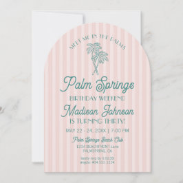 Roze Palm Springs Pastel Beach Verjaardag Weekend Kaart
