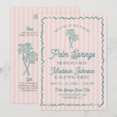 Roze Palm Springs Pastel Beach Verjaardagsfeestje Kaart (Voorkant / Achterkant)