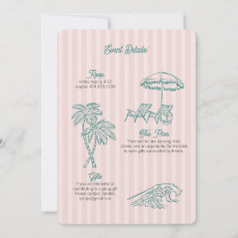 Roze Palm Springs Pastel Beach Verjaardagsfeestje Kaart