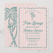 Roze Palm Springs Pastel Beach Verjaardagsfeestje Kaart (Voorkant / Achterkant)
