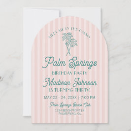Roze Palm Springs Pastel Beach Verjaardagsfeestje Kaart