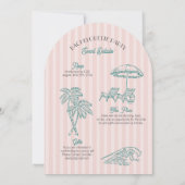 Roze Palm Springs Pastel Beach vrijgezellenfeest Kaart (Achterkant)