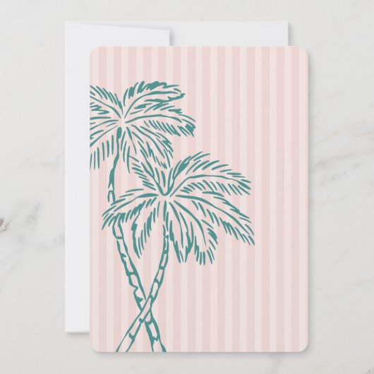 Roze Palm Springs Pastel Beach Vrijgezellenfeest Kaart (Achterkant)