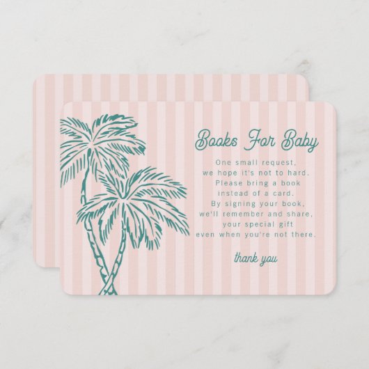 Roze Palm Springs Pastel Boeken voor Baby Insert Informatiekaartje (Voorkant / Achterkant)