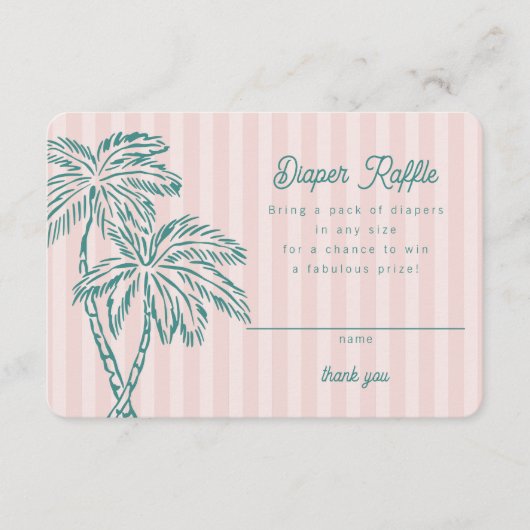 Roze Palm Springs Pastel Luier Raffle Insert Informatiekaartje (Voorkant)