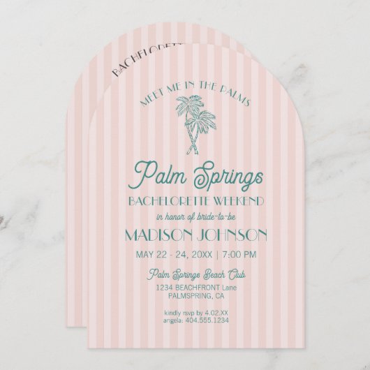 Roze Palm Springs Pastel Strand Bruidsmeisjes Week Kaart (Voorkant / Achterkant)