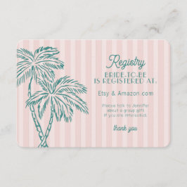 Roze Palm Springs Pastel Strand Register Inzetkaar Informatiekaartje