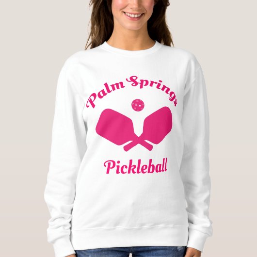 Roze palm Springs Pickleball Sweatshirt (Voorkant)