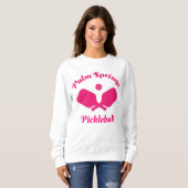 Roze palm Springs Pickleball Sweatshirt (Voorkant volledig)