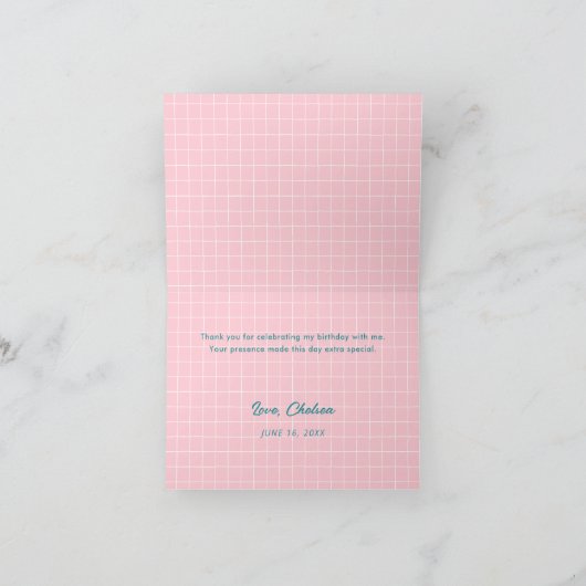 Roze Palm Springs Pool Party Gevouwen Dank u kaart (Binnen)