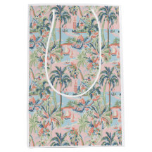 Roze palm toile cadeautas, tropische landschapspri
