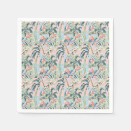 Roze Palm Toile Cocktail Servetten, Tropisch Sceni Servet