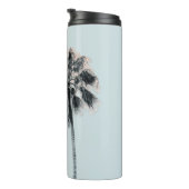 Roze Palm Tree Aqua Mint Sky Retro Thermosbeker (Geroteerd rechts)